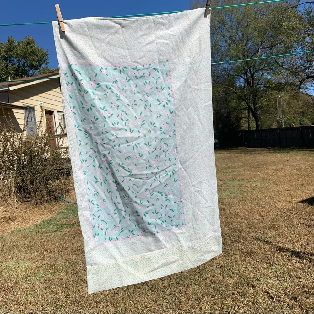 Vintage Ditsy Floral Pastel Colorblock Standard Size Pillowcase